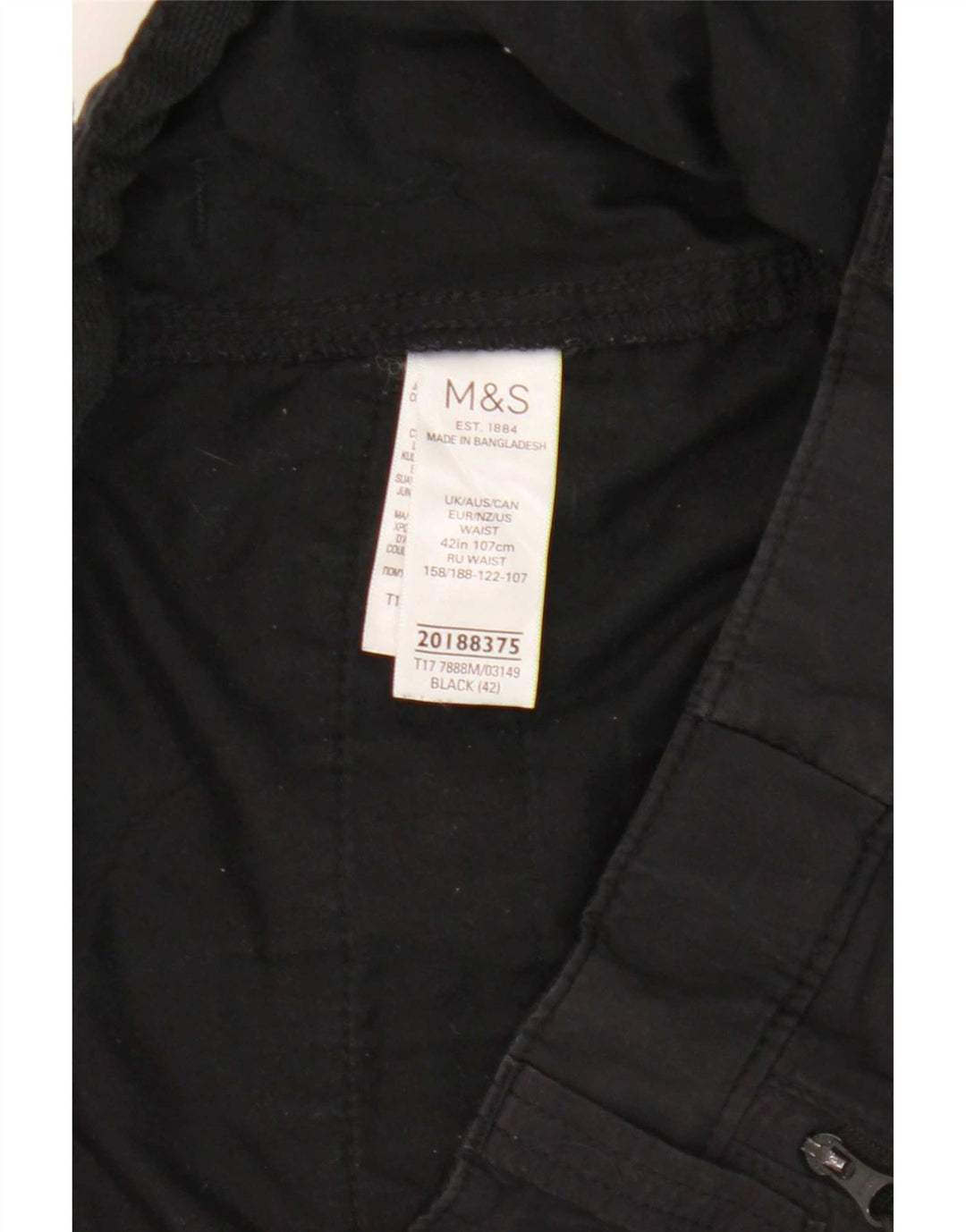 Marks & Spencer Mens Cargo Shorts W42 2XL Black Cotton