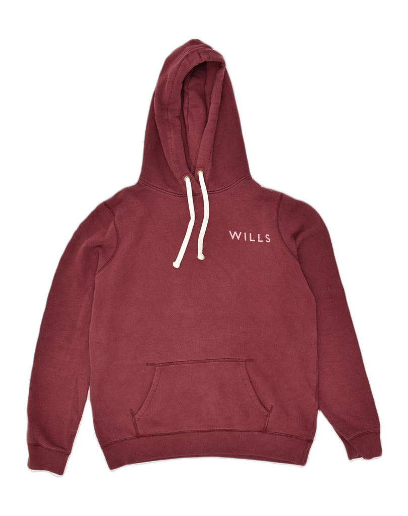 JACK WILLS Womens Graphic Hoodie Jumper UK 14 Large  Burgundy Cotton | Vintage Jack Wills | Thrift | Second-Hand Jack Wills | Used Clothing | Messina Hembry 