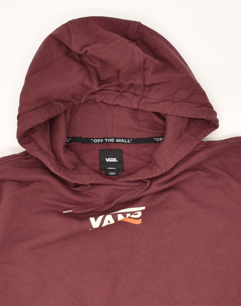 VANS Mens Graphic Hoodie Jumper XS Burgundy Cotton | Vintage Vans | Thrift | Second-Hand Vans | Used Clothing | Messina Hembry 