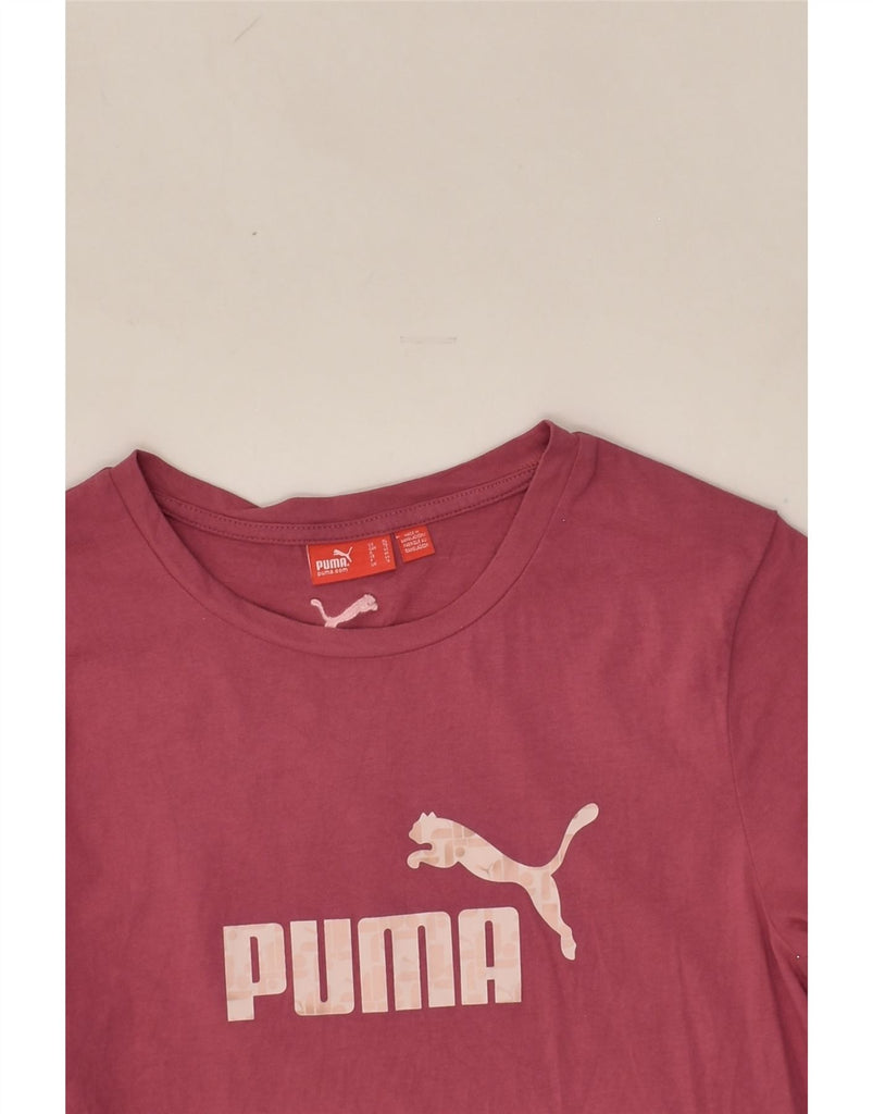 PUMA Womens Graphic T-Shirt Top UK 18 XL Maroon Cotton | Vintage Puma | Thrift | Second-Hand Puma | Used Clothing | Messina Hembry 