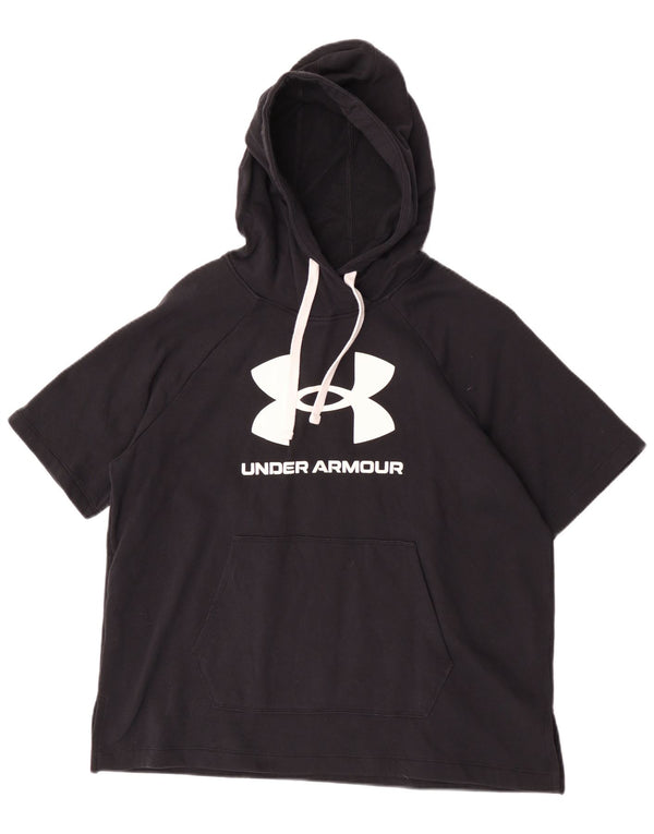 Under Armour Womens Graphic Short Sleeve Hoodie Jumper UK 16 Large Black