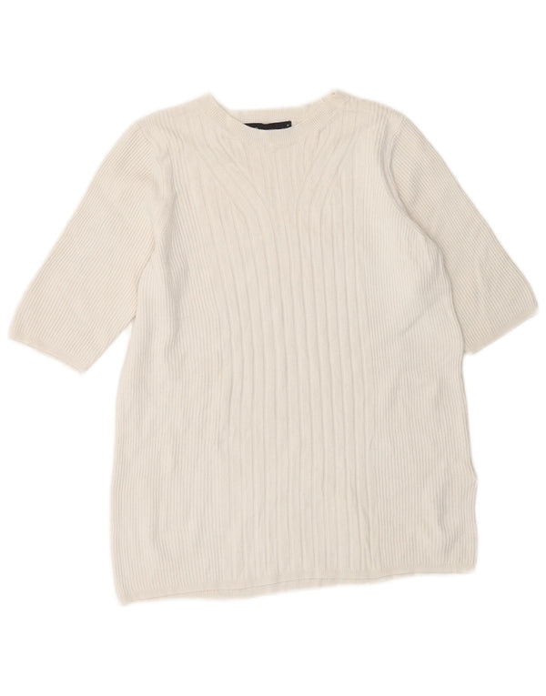 Marks & Spencer Womens Boat Neck Jumper Sweater UK 14 Medium White