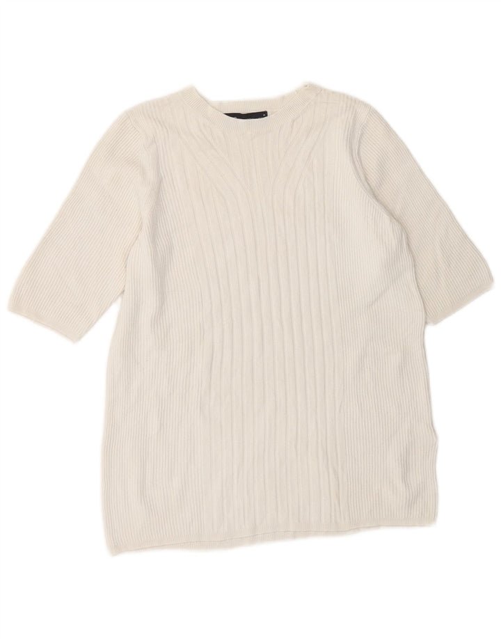 Marks & Spencer Womens Boat Neck Jumper Sweater UK 14 Medium White