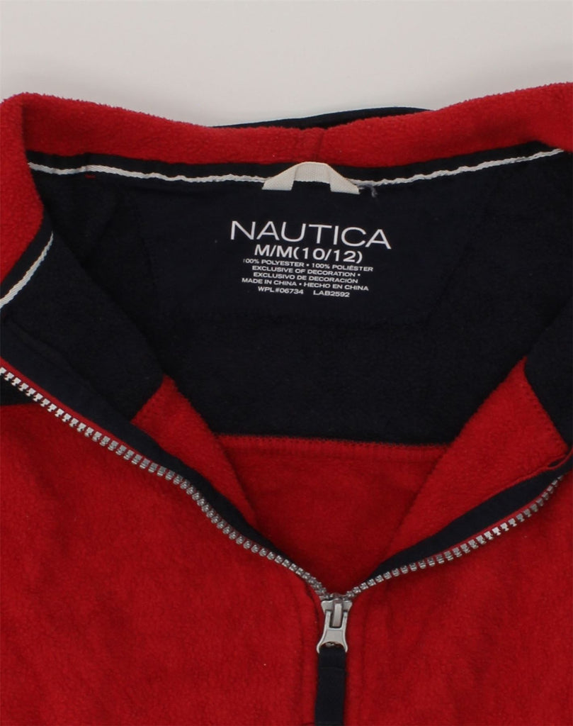 NAUTICA Boys Graphic Hooded Fleece Jacket 10-11 Years Medium Red Polyester | Vintage Nautica | Thrift | Second-Hand Nautica | Used Clothing | Messina Hembry 