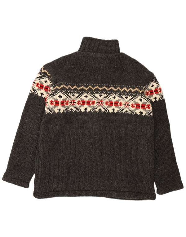 THC Mens Cardigan Sweater 2XL Grey Fair Isle New Wool