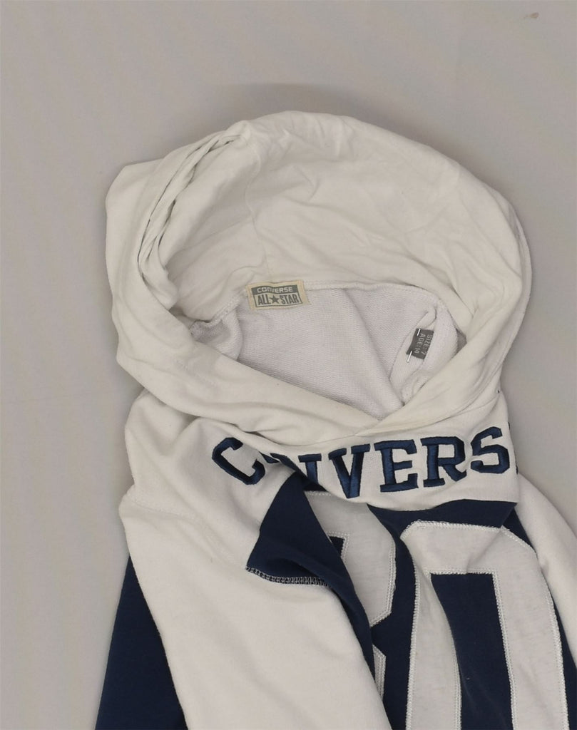 CONVERSE Boys Graphic Hoodie Jumper 13-14 Years White Colourblock Cotton | Vintage Converse | Thrift | Second-Hand Converse | Used Clothing | Messina Hembry 