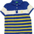 BENETTON Boys Polo Shirt 5-6 Years Blue Striped Vintage Benetton and Second-Hand Benetton from Messina Hembry 