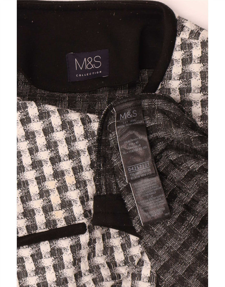 Marks & Spencer Womens Bolero Jacket UK 12 Medium Black Check Polyester