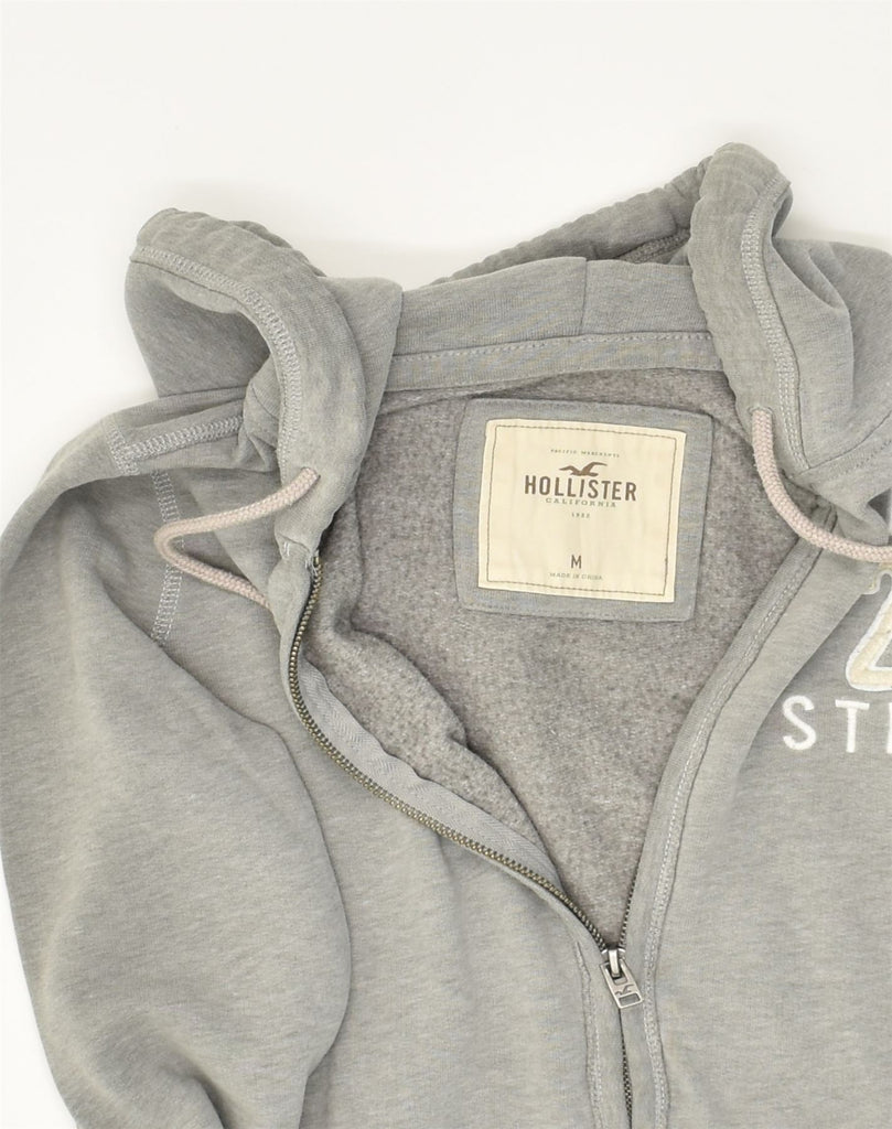 HOLLISTER Womens Zip Hoodie Sweater UK 14 Medium Grey Cotton | Vintage Hollister | Thrift | Second-Hand Hollister | Used Clothing | Messina Hembry 