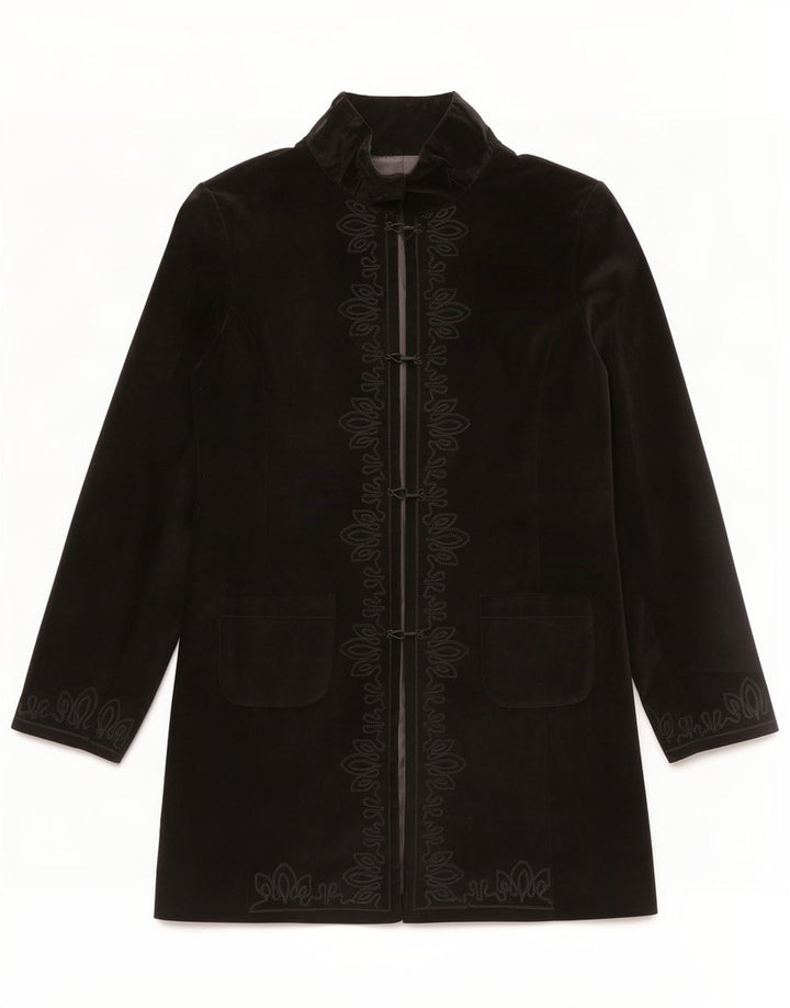 Lapo Galleri Womens Overcoat IT 44 Medium Black Floral Cotton