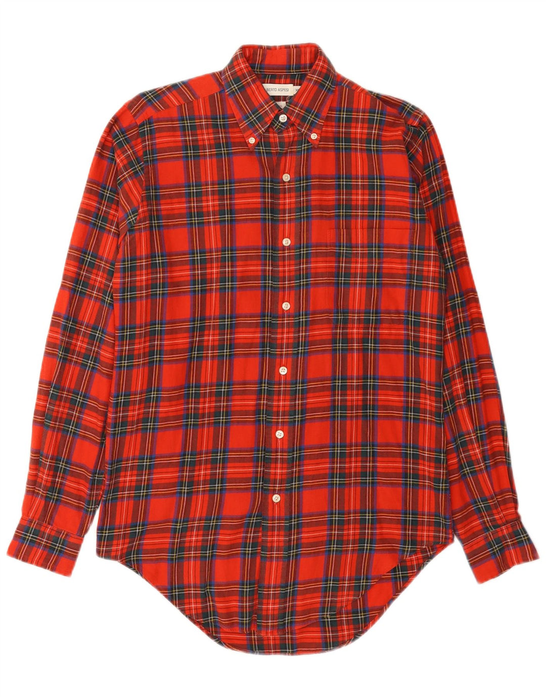Alberto Aspesi Mens Flannel Shirt XS Red Check Cotton