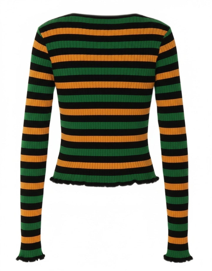 Zara Womens Crop Top UK 12 Medium Multicoloured Striped