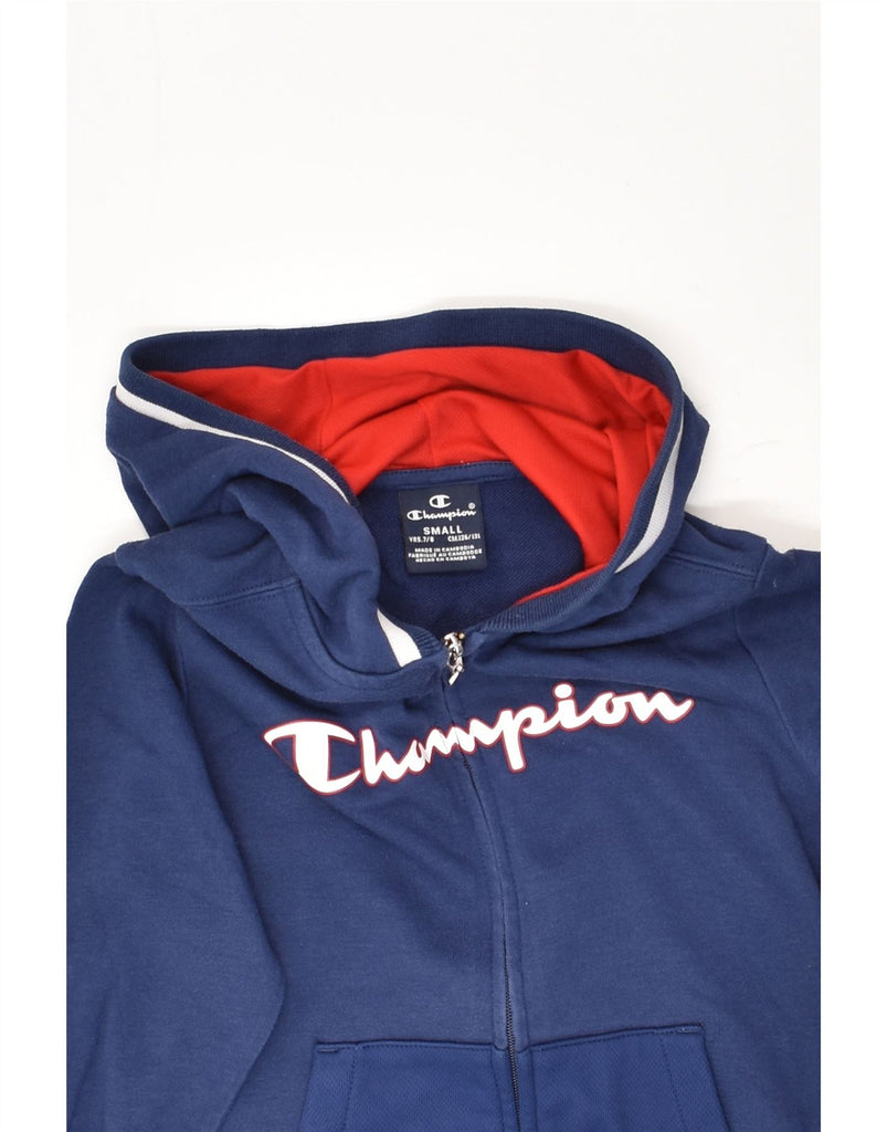 CHAMPION Boys Graphic Zip Hoodie Sweater 7-8 Years Small Navy Blue | Vintage Champion | Thrift | Second-Hand Champion | Used Clothing | Messina Hembry 