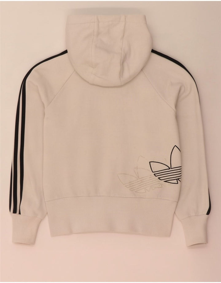 Adidas Womens Graphic Zip Hoodie Sweater IT 44 Medium White Colourblock