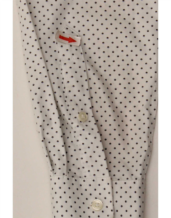Tommy Hilfiger Mens Slim Fit Shirt Size 16 Large White Spotted