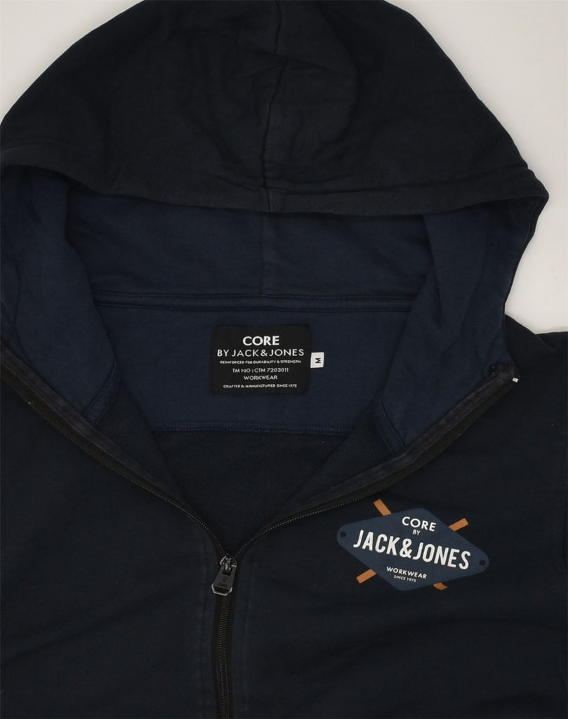 JACK & JONES Mens Workwear Graphic Zip Hoodie Sweater Medium Navy Blue | Vintage Jack & Jones | Thrift | Second-Hand Jack & Jones | Used Clothing | Messina Hembry 