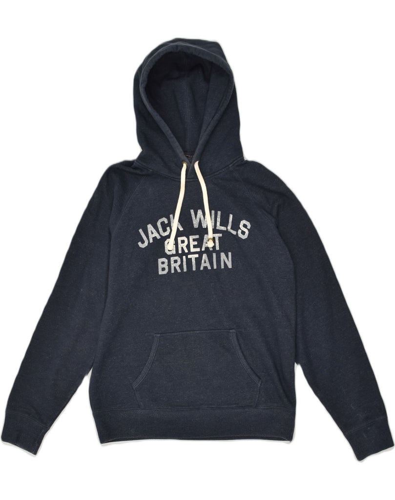 JACK WILLS Mens Graphic Hoodie Jumper Large Navy Blue Cotton | Vintage Jack Wills | Thrift | Second-Hand Jack Wills | Used Clothing | Messina Hembry 