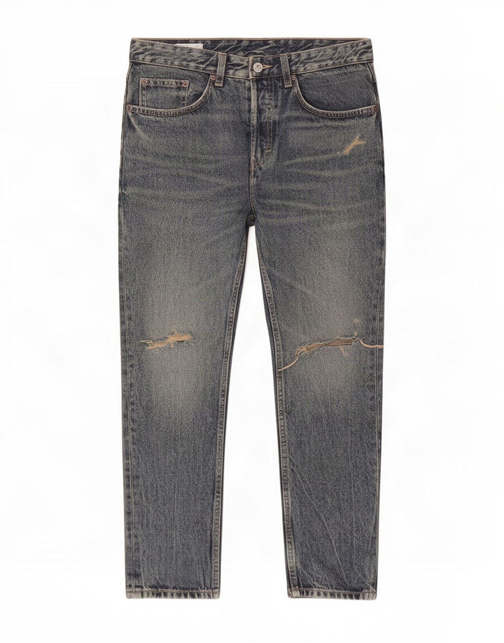 Zara Mens Distressed Tapered Jeans EU 40 Medium W31 L27 Blue Cotton
