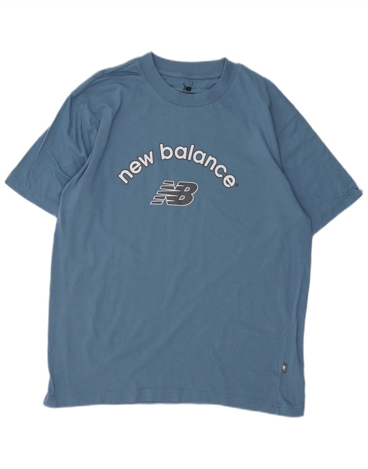 NEW BALANCE Mens Graphic T-Shirt Top Medium Blue Cotton