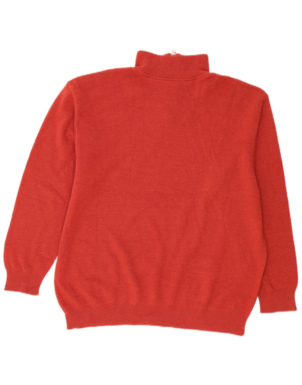 Lacoste Mens Zip Neck Jumper Sweater Size 8 3XL Red Wool