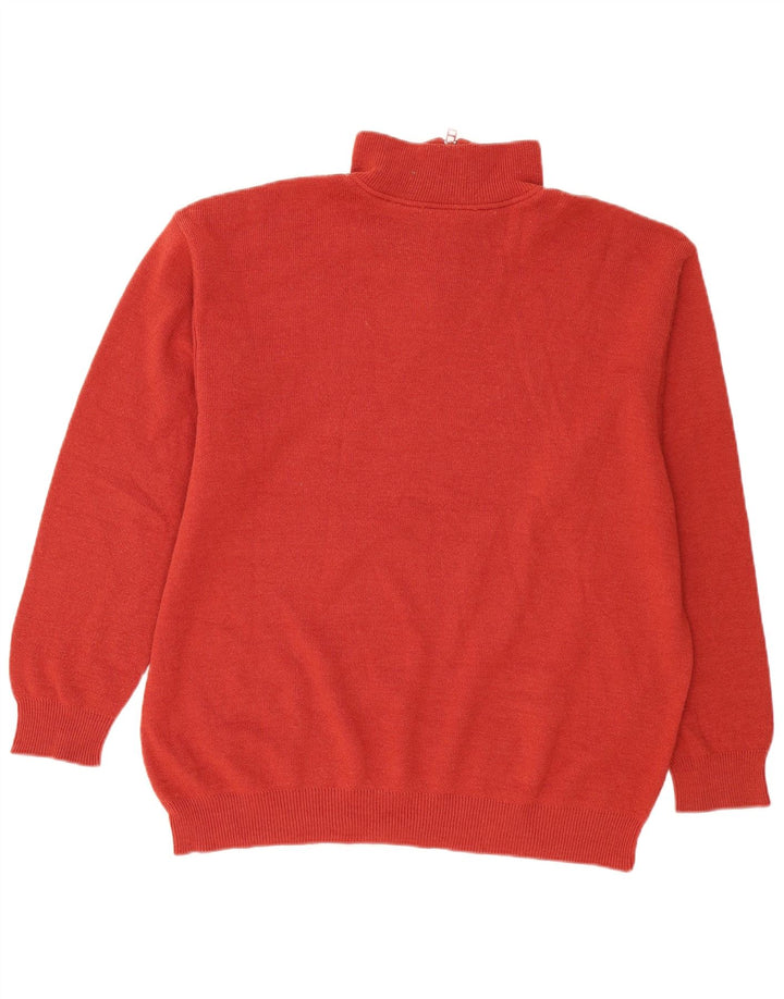 Lacoste Mens Zip Neck Jumper Sweater Size 8 3XL Red Wool