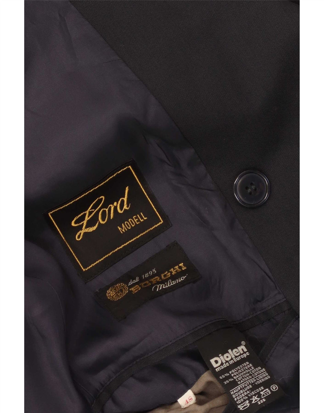 Burghi Mens Double Breasted Trench Coat IT 48 medium Navy Blue Polyester
