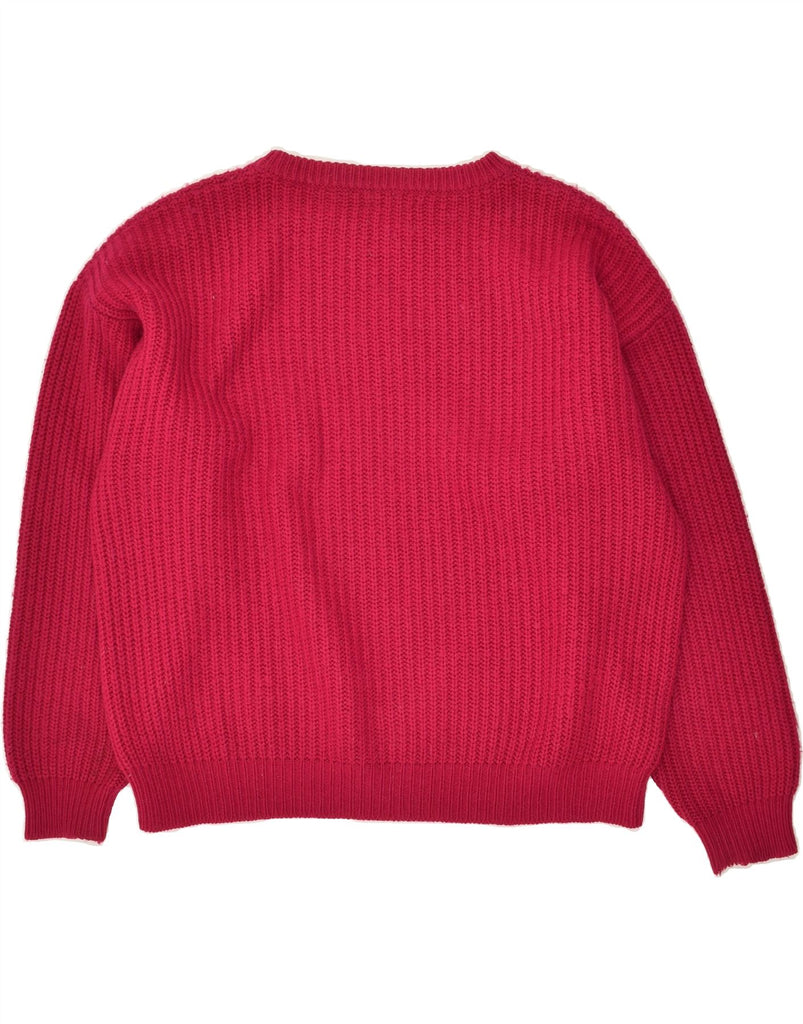 SISLEY Womens Boat Neck Jumper Sweater UK 10 Small Burgundy Acrylic | Vintage Sisley | Thrift | Second-Hand Sisley | Used Clothing | Messina Hembry 