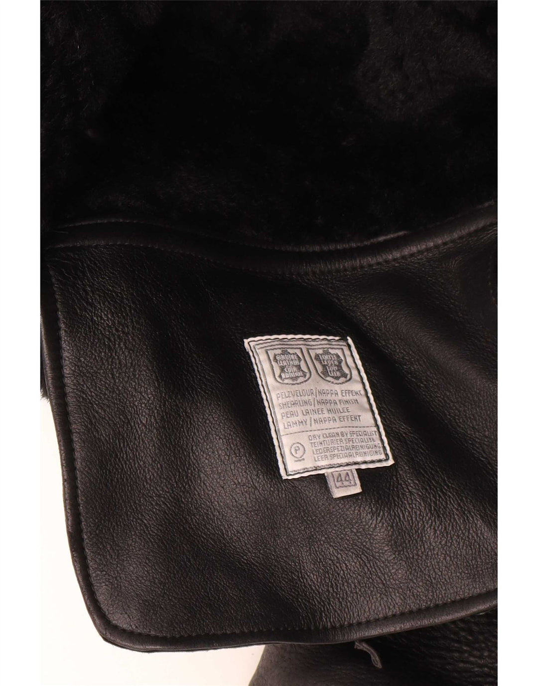 Vintage Womens Oversized Shearling Jacket IT 44 Medium Black Leather