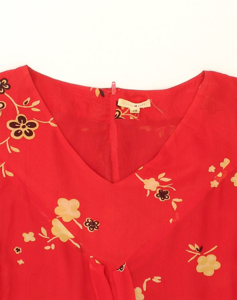 VINTAGE Womens A-Line Dress IT 46 Large Red Floral | Vintage Vintage | Thrift | Second-Hand Vintage | Used Clothing | Messina Hembry 