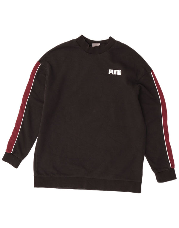 Puma Womens Sweatshirt Jumper UK 12 Medium Black Colourblock Cotton