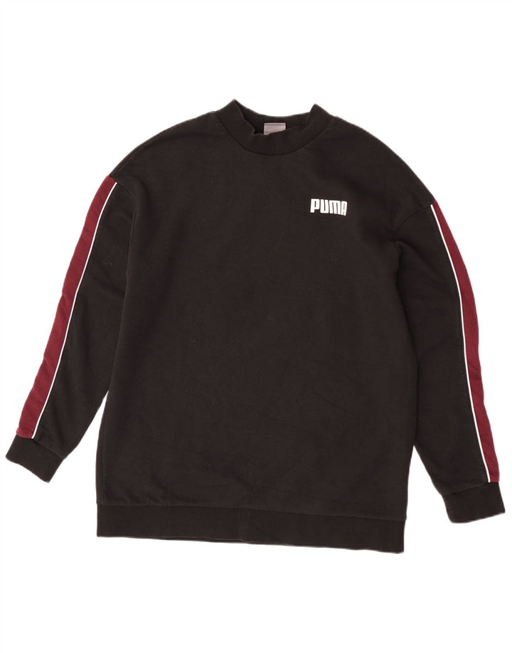 Puma Womens Sweatshirt Jumper UK 12 Medium Black Colourblock Cotton