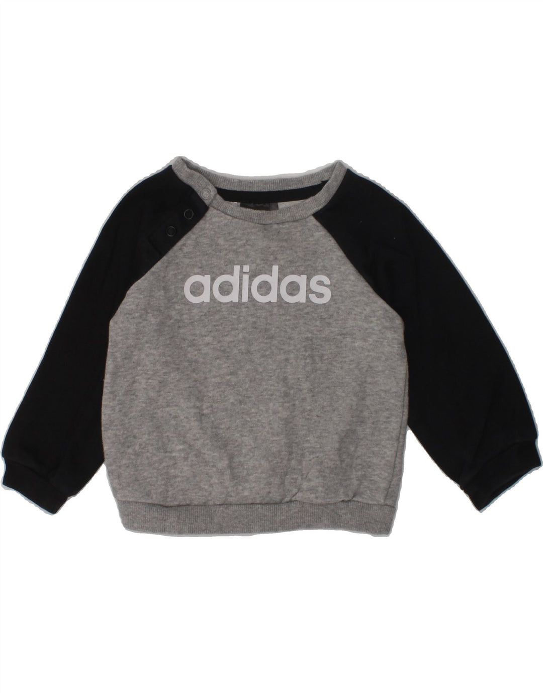 ADIDAS Baby Boys Graphic Sweatshirt Jumper 6-9 Months Grey Colourblock | Vintage Adidas | Thrift | Second-Hand Adidas | Used Clothing | Messina Hembry 