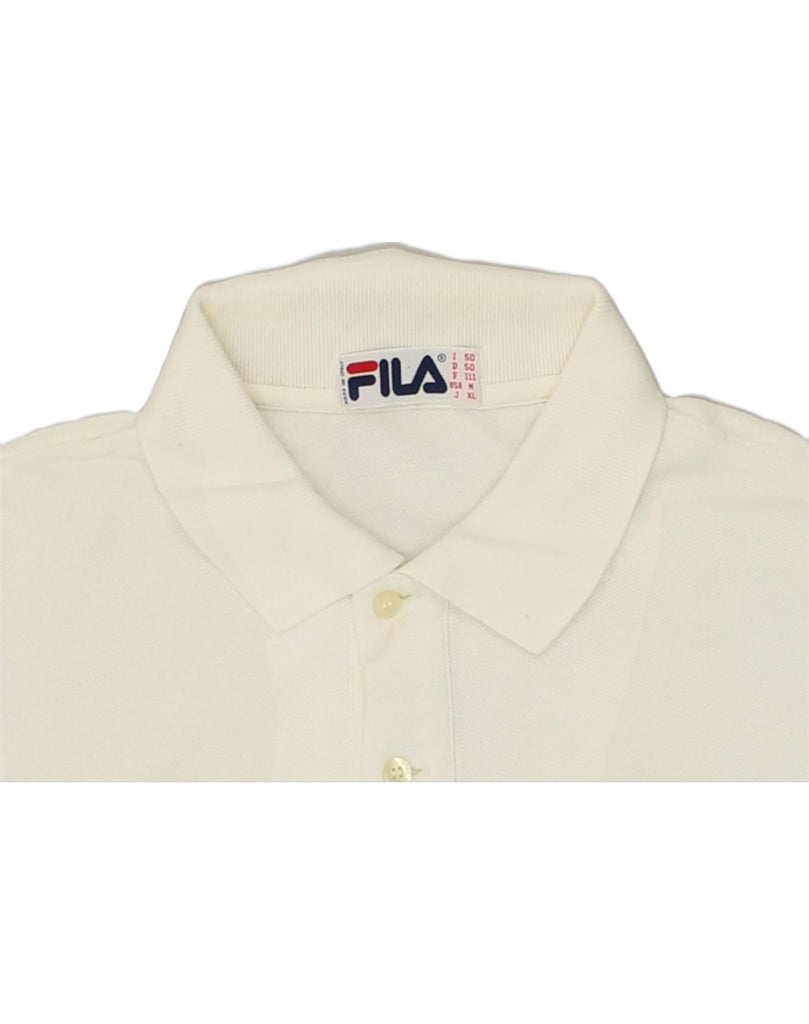 FILA Mens Polo Shirt IT 50 Medium White Cotton | Vintage Fila | Thrift | Second-Hand Fila | Used Clothing | Messina Hembry 