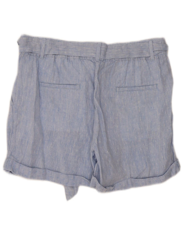 Marks & Spencer Womens Pegged Chino Shorts UK 14 Large W34 Blue Geometric