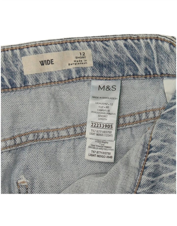 Marks & Spencer Womens Cargo Wide Leg Jeans UK 12 Medium W32 L28 Blue