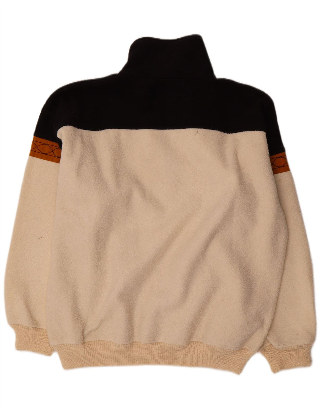 Silvy Mens Zip Neck Fleece Jumper XL Off White Colourblock Polyester
