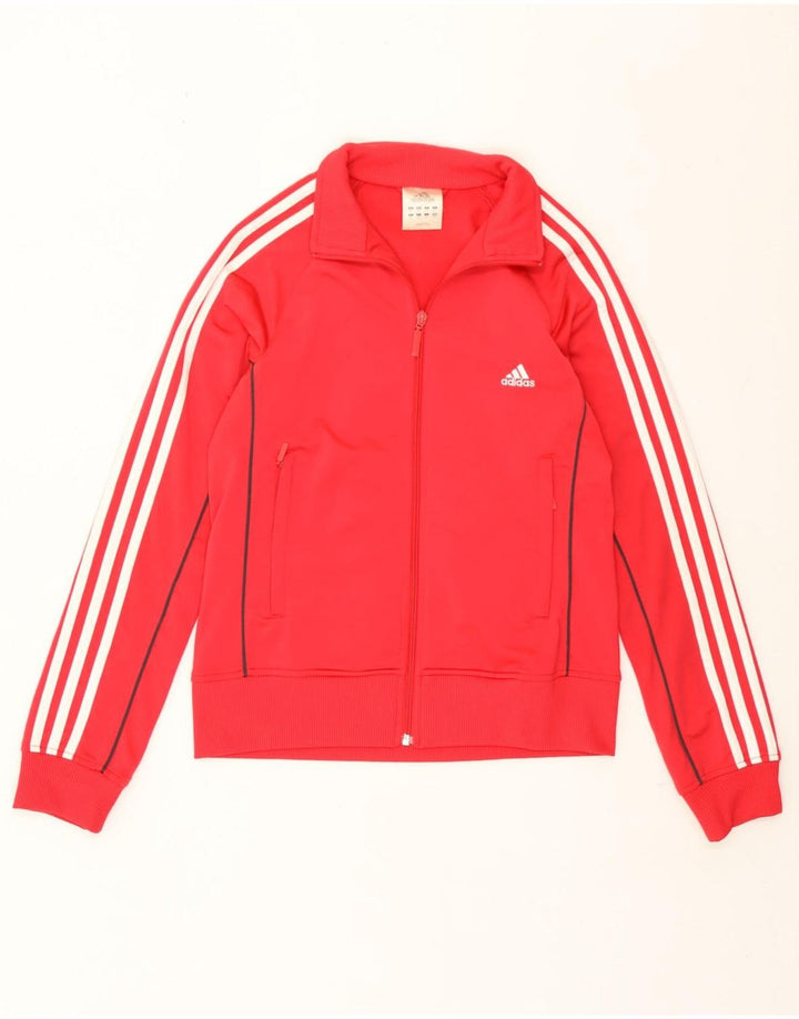 Adidas Womens Tracksuit Top Jacket UK 14 Medium  Red Polyester