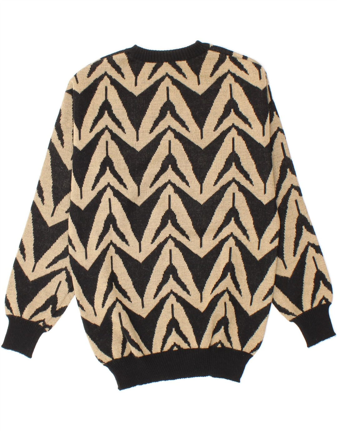 VINTAGE Womens Boat Neck Jumper Sweater UK 12 Medium Beige Vintage Vintage and Second-Hand Vintage from Messina Hembry 