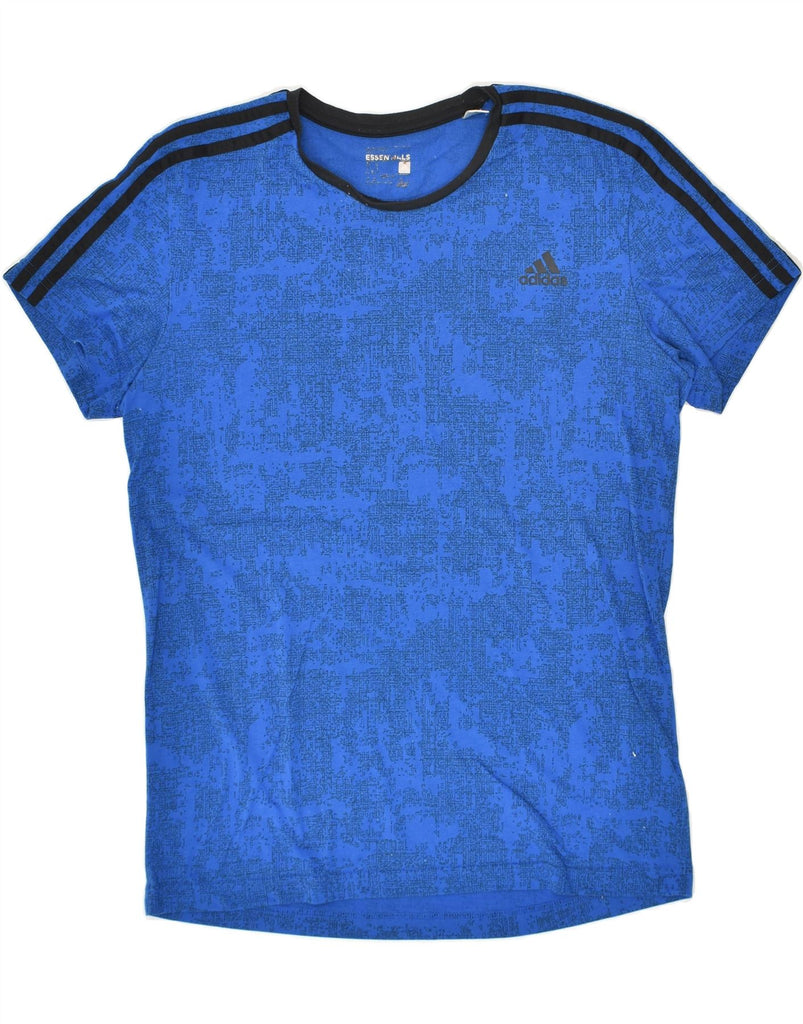 ADIDAS Mens Abstract Pattern T-Shirt Top Medium Blue Polyester | Vintage Adidas | Thrift | Second-Hand Adidas | Used Clothing | Messina Hembry 