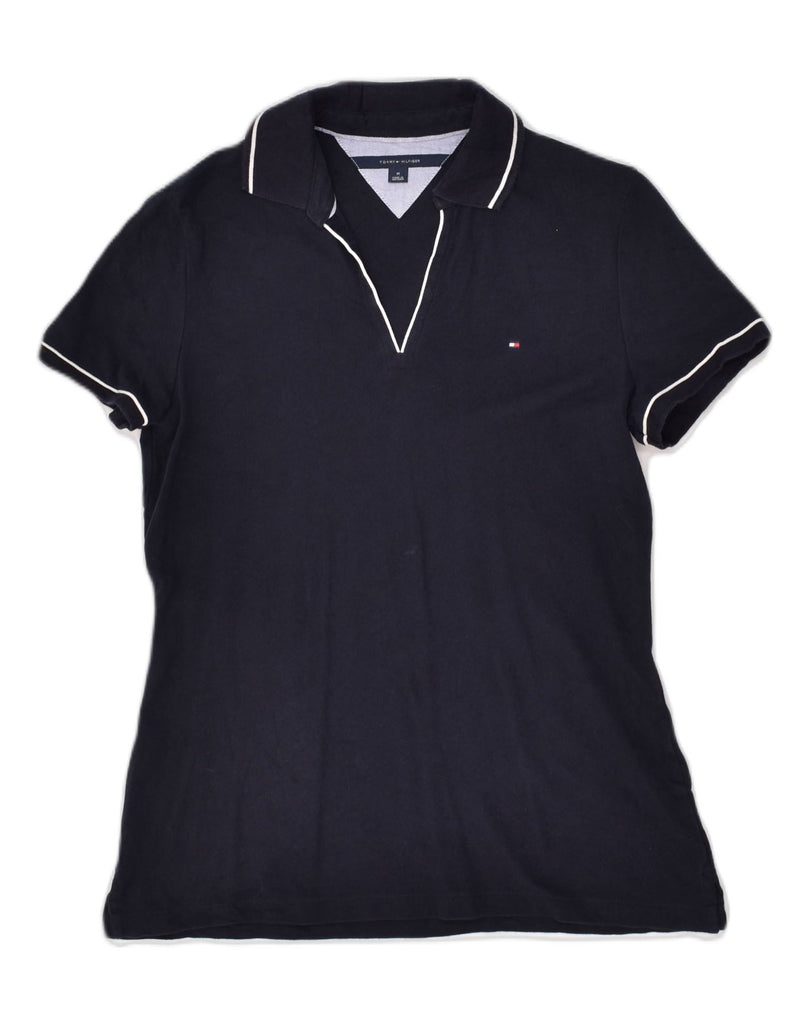 TOMMY HILFIGER Womens Polo Shirt UK 14 Medium Navy Blue Cotton | Vintage Tommy Hilfiger | Thrift | Second-Hand Tommy Hilfiger | Used Clothing | Messina Hembry 