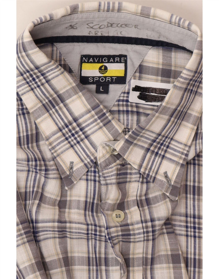 Navigare Mens Short Sleeve Shirt Large Blue Check