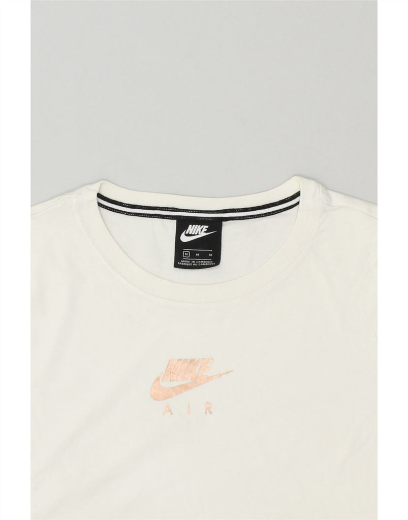 NIKE Womens Crop Graphic T-Shirt Top UK 14 Medium White Cotton | Vintage Nike | Thrift | Second-Hand Nike | Used Clothing | Messina Hembry 