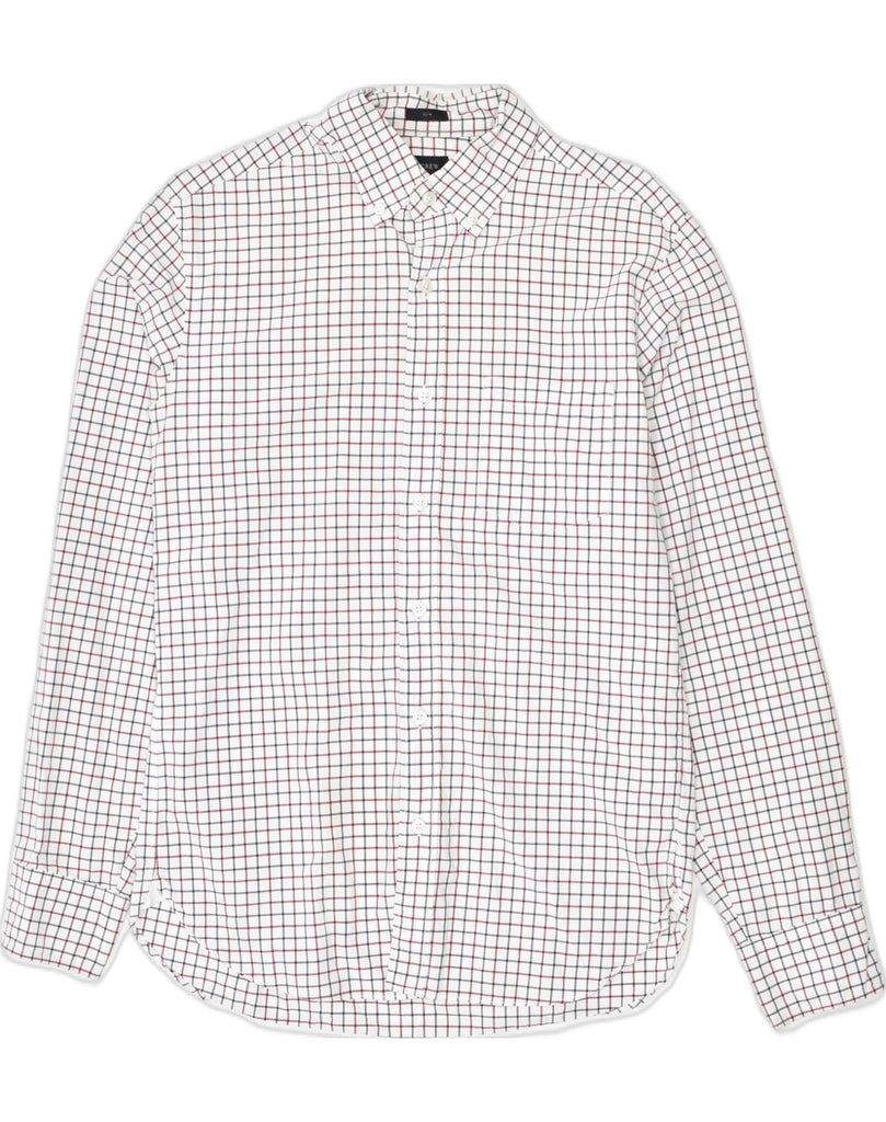 J. CREW Mens Slim Fit Shirt Small White Check Cotton | Vintage | Thrift | Second-Hand | Used Clothing | Messina Hembry 