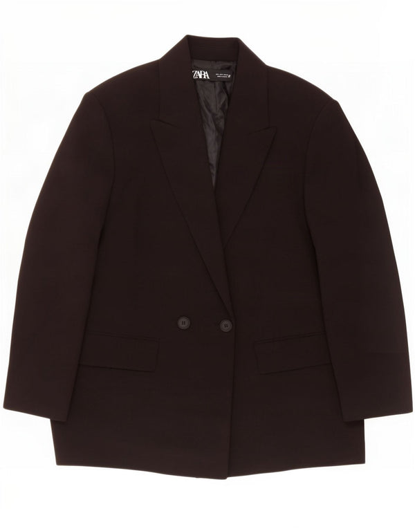 Zara Womens Oversized Double Breasted Blazer Jacket UK 10 Small Black