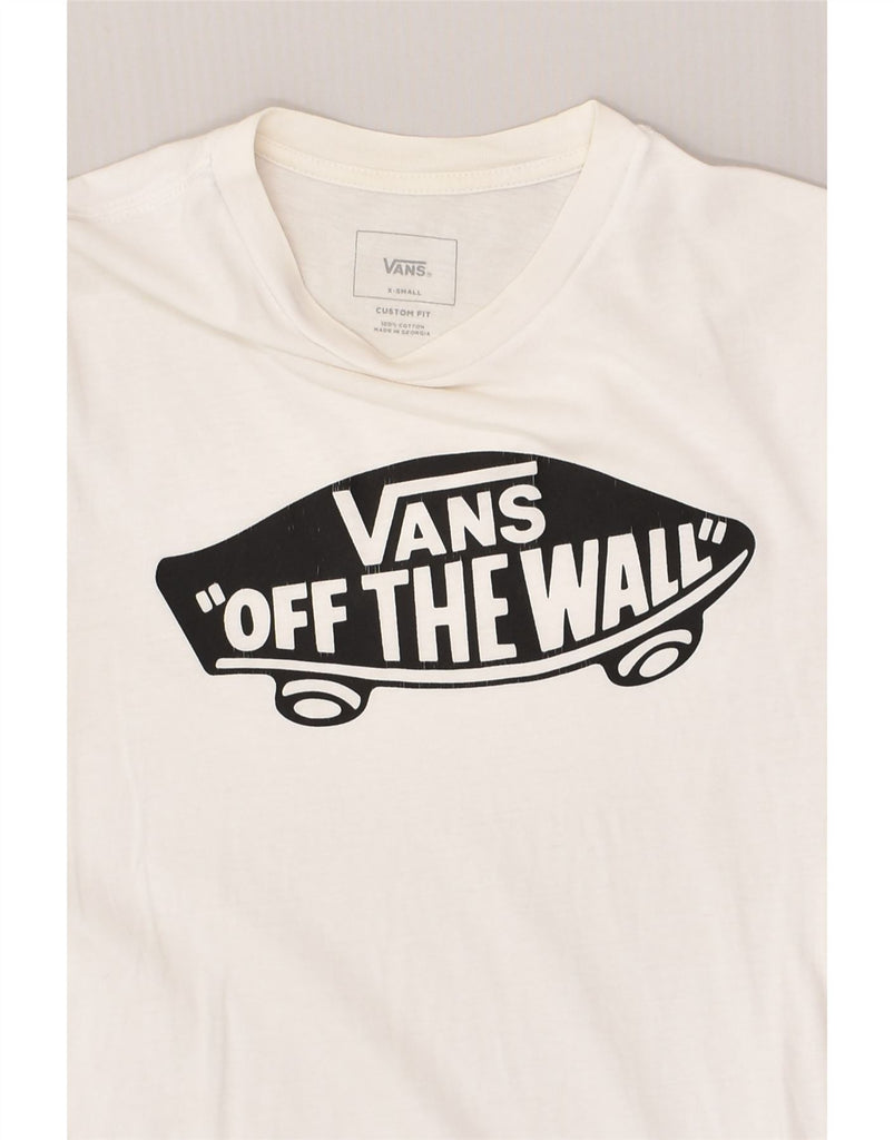 VANS Mens Custom Fit Graphic T-Shirt Top XS White Cotton | Vintage Vans | Thrift | Second-Hand Vans | Used Clothing | Messina Hembry 