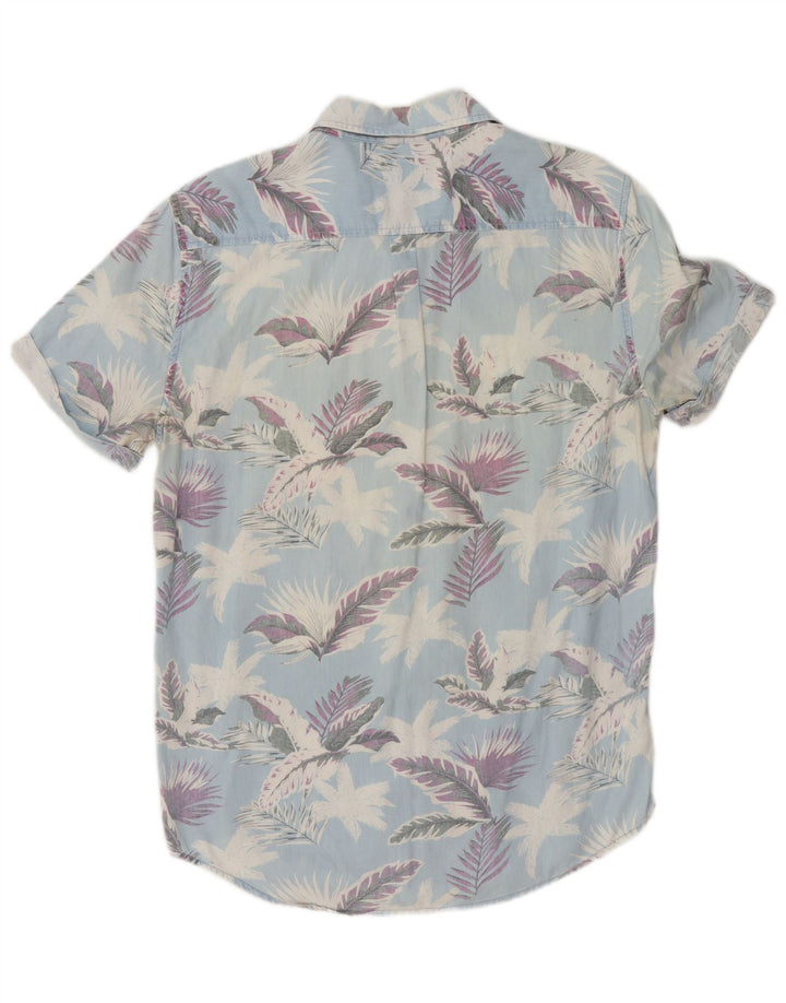 Superdry Mens Short Sleeve Regular Fit Shirt Medium Blue Floral Cotton