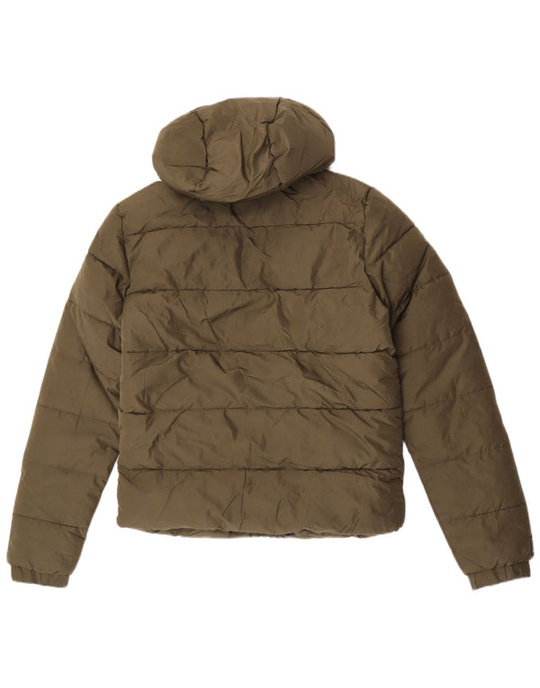 Superdry Mens Hooded Padded Jacket UK 36 Small Khaki Polyester
