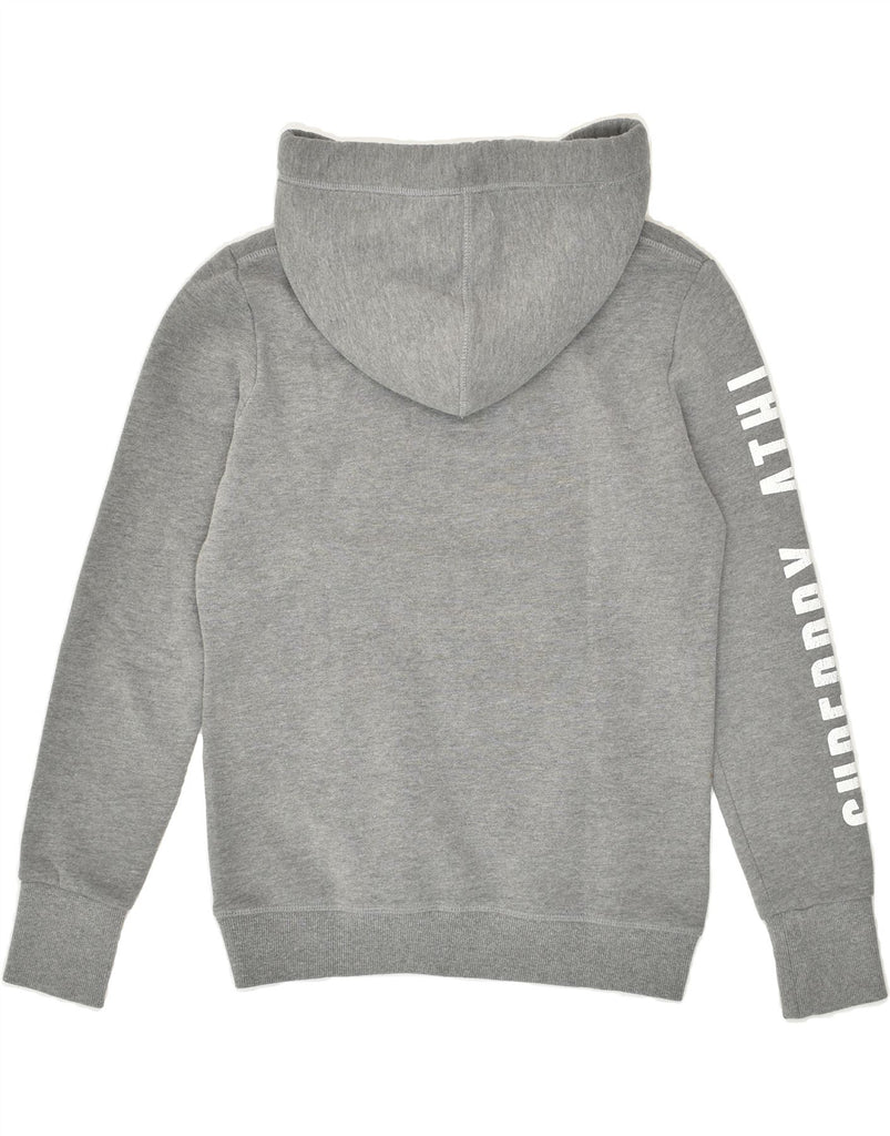 SUPERDRY Womens Track&Field Graphic Hoodie Jumper UK 14 Medium Grey Cotton | Vintage Superdry | Thrift | Second-Hand Superdry | Used Clothing | Messina Hembry 