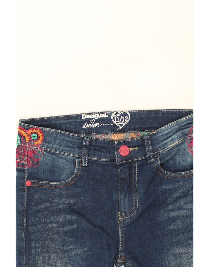 DESIGUAL Girls Joggers Slim Jeans 11-12 Years W24 L25 Blue Cotton | Vintage Desigual | Thrift | Second-Hand Desigual | Used Clothing | Messina Hembry 