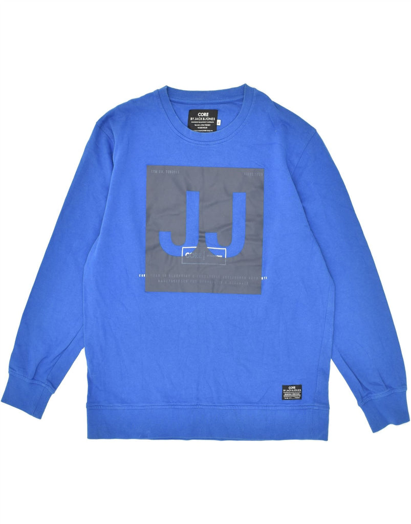 JACK & JONES Mens Graphic Sweatshirt Jumper XL Blue Cotton | Vintage Jack & Jones | Thrift | Second-Hand Jack & Jones | Used Clothing | Messina Hembry 